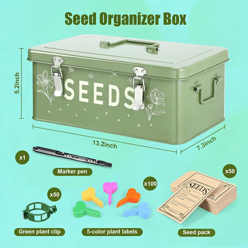 Zenymb Seed box, Seed storage box, Garden seed organizer