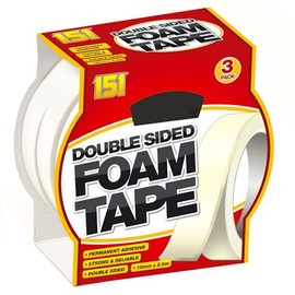 151 Double Sided Foam Tape, 3 Rolls, 18Mm X 2.6M, White