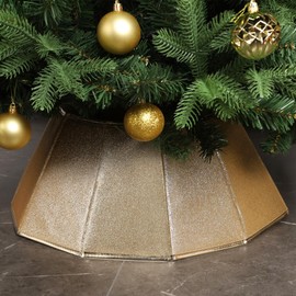 Blissun Fabric Christmas Tree Collar, Glittering Christmas Tree Ring, Willow Christmas Tree Skirt for Christmas Tree Decorations (Glitter Gold)