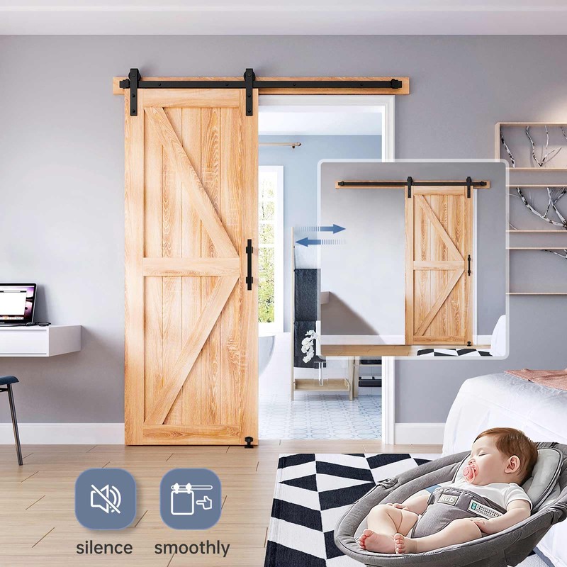 EaseLife 4 FT Sliding Barn Door Track and Handle Hardware