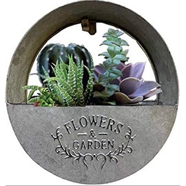 Amazing Large Beautiful Round Flowers & Garden Galvanized tin Metal Natural Hessian Flowers Pot With Rope Perfect Use For Home Decorations,Gardening Indoor Or Outdoor (Circular)