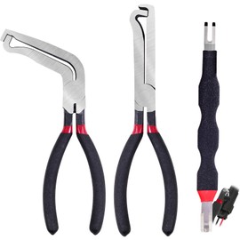 HDZXLLW 8" 60-Degree Electrical Disconnect Pliers - Angled Locking Push Tab Removal Tool for Automotive Wiring, Connectors & Sensors Wire Plug Pliers Set with Ergonomic Non-Slip Grip(3 Piece Set)