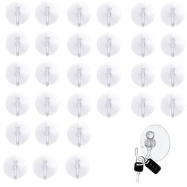 Suction Cup Hooks – Heavy-Duty Transparent Hooks, Easy Installation, Reusable, Set of 30, Ideal for Home & Outdoors