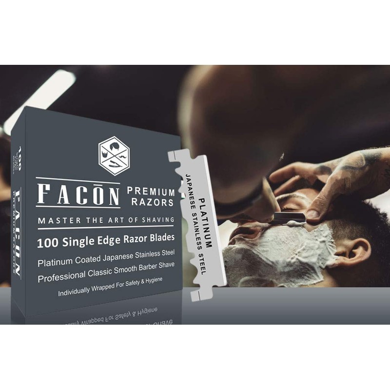 100 Facón Platinum Japanese Stainless Steel Single Edge Razor Blades for