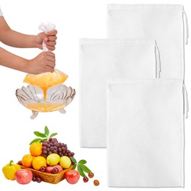 3pcs Nut Milk Bags, 11.81x7.87 Inch Nut Bag Strainers Reusable Nylon Cheese Cloth Bags Mesh Straining Bags Food Filter Bags for Filtering Juice, Nut Milk, Yogurt, Coffee, Butter, Tofu