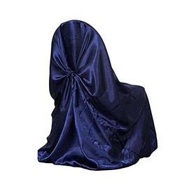 Balsa Circle 10 pcs Navy Blue Universal Satin Chair Covers Slipcovers for Wedding Party Ceremony Reception Decorations