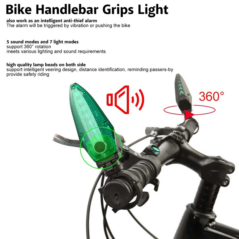 One Pair Waterproof LED Bicycle Handlebar Grips Light Anti thief