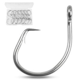 OROOTL Tuna Circle Hooks, 12pcs Stainless Steel Fishing Hooks Catfish Hooks for Saltwater & Freshwater 2X Strong Circle Hook for Tuna Carp Catfish Bass and More Size 10/0