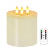 Large 3 Wick Flameless Candles, 4"x4" Flickering Flameless Candles with