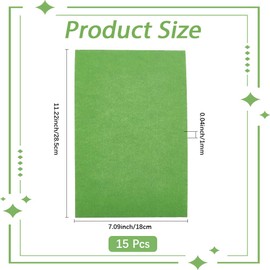 SOFPLATE 15Pcs 11 x 7 Inch Green Felt Fabric Precut Felt Sheets 1mm Thick Rectangle Non Woven Sewing Artistic Pad Accessories for Saint Patricks DIY Patchwork Art Project Christmas Party Holiday Decor