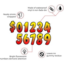 #4 3 Packs EZ LETTERING EZ LINE Auto Dealer Supplies Pricing Numbers, Vinyl Number Decals, Windshield Pricing Stickers, 3 Dozen Numbers, Car Lot Pricing Numbers