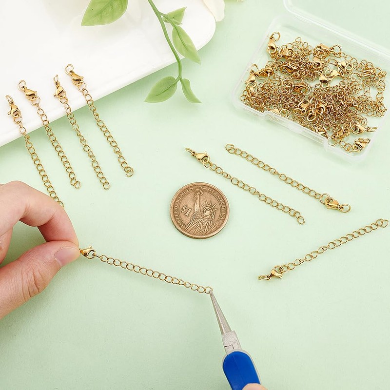UNICRAFTALE 30Pcs Jewelry Chain Extenders Necklace Extenders for DIY