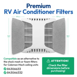 Premium RV AC Filter Replacement - Triple-Stage Air Filters for Coleman Mach RV Air Conditioner - 6"x16" AC Filters for Camper, Motorhome, Travel Trailer, RV Fifth Wheel Must Haves Parts - 2 Filters