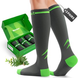 WAKEFEET Compression Socks Men Women 3 Pairs, Compression Stockings 20-30 mmHg, Flight Socks for Travel, Running, Circulation, Sports, Comfort Cuff