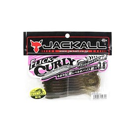 JACKALL Worm Flick Curly 3.8" Green Pumpkin Pepper Lure
