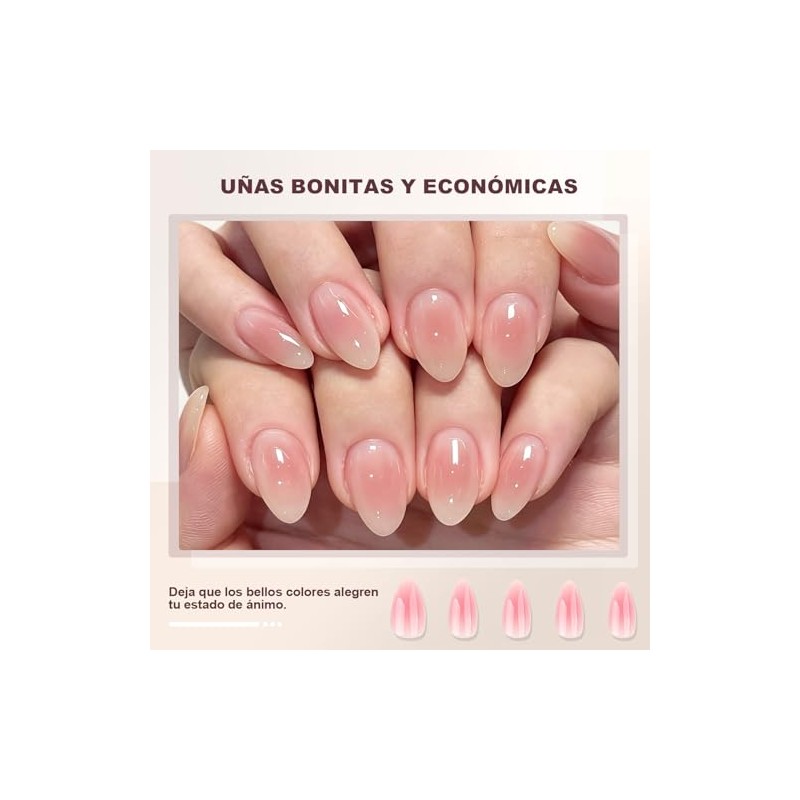 Uñas Postizas con Punta Francesa, Uñas Press on para Manos,