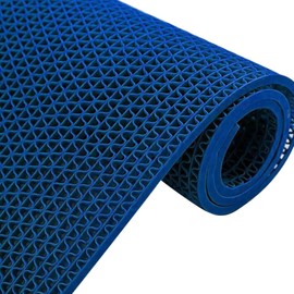 Drainage Non Slip Floor Mats Wet Area Commercial Mesh Rubber Flooring Mat Garage Pools Restaurant Bathroom Patio Outdoor Indoor Drain Splash Rug Mat,Blue,1.2×5M/4×16.4FT