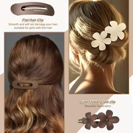 GNHG 6 Stück Haarklammer Groß,Entenschnabel Haarspange,Kunststoff Rutschfester Haarspangen Damen Haar Mit Starkem Halt,Groß Haarklammern Haarstyling-Zubehör Für Damen Mädchen Dickes Und Dünnes Haar