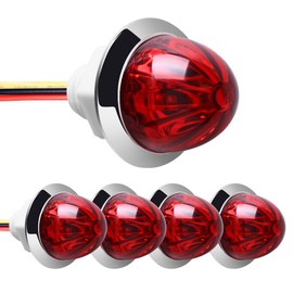 Vitonsbay 3/4 Inch Mini Watermelon Side Marker LED Dual Function Strobe + Marker Lights, Side Clearance Tail Griller Flash Lights Turn Signal Warning Waterproof Light for Trailer Truck RV 5Pack