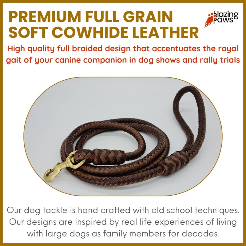 BlazingPaws® Elegania 6 Ft Premium Leather Dog Leash for Large