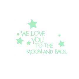 Sgphrzlt Glow in The Dark We Love You to The Moon and Back Quote Wall Decals, Peel and Stick Moon and Stars Nursery Decor, Vinyl Removable Lettering Words Art Stickers for Home Bedroom Ceiling