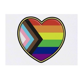 'Progress Pride Heart' Temporary Tattoo - Water Resistant, Skin-Safe, Non-Toxic Transfer (TO00061369)
