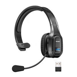 TECKNET Trucker Bluetooth Headphones with Microphone Noise Canceling Wireless On Ear Headset, Hands Free Wireless Headset for Cell Phone Computer Office Home Call Center Skype (Black)