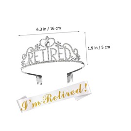 Healeved 1Set Women Retirement Costume Decorative Retirement Sash Crown Tiara Elegant Party Accessories for Retired Celebrations Comfortable Lightweight Design