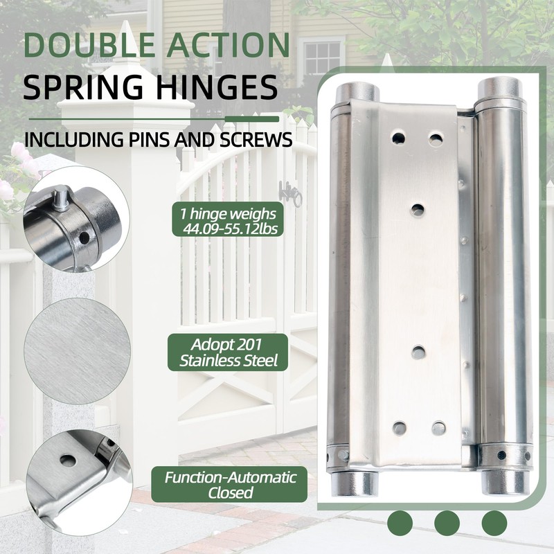 AnvFlik 8inch Double Action Spring Hinges, Self Closing Door Hinges