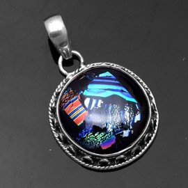 Silver Palace Sterling Silver Natural Dichroic Glass Pendant for Women and Girls