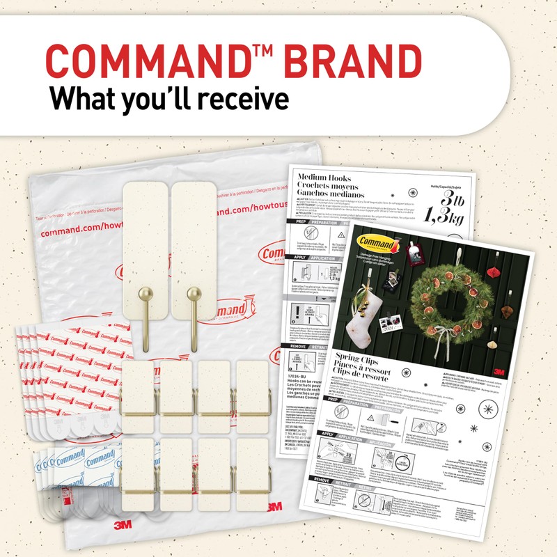 Command Mixed Hooks Pack, 10 Vanilla Bean Hooks, 12 Strips