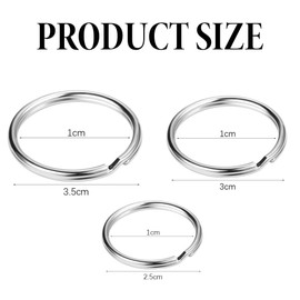 Flat Split Key Ring 30pcs Stainless Steel Keyrings Bulk Metal Split Rings Hoop for Car Keys Dog Tag,3 Different Sizes (25mm,30mm,35mm)