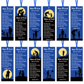 Haooryx Man of God Religious Christian Bookmarks - 120Pcs Father's Day Book Marks Bible Verse Page Marker Gift Tag for Father's Day Dad's Birthday Party Gifts School Student Reward Teacher Supply