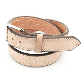 Texas Saddlery Western Belt – Natural Rough Out Gunfighter Stitch | 1.5 Inch Width | Tan Leather Belt | Quality Craftsmanship | Hand Cut, Sewn With Figure Eight Pattern | Interchangeable Nickle Buckle
