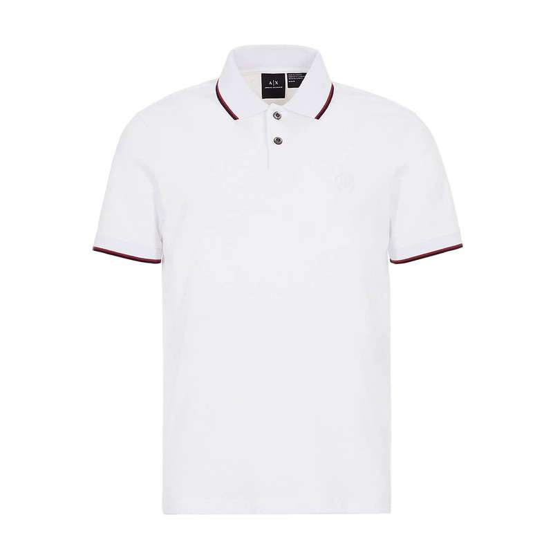 Armani Exchange Men's Double Stripe Polo Shirt, (White 1100), X-Small