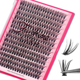 Cluster Eyelash Extensions, 280pcs 40D, 0.07 D Curl 13mm Natural False Eyelashes, Soft Individual Lashes DIY Extension