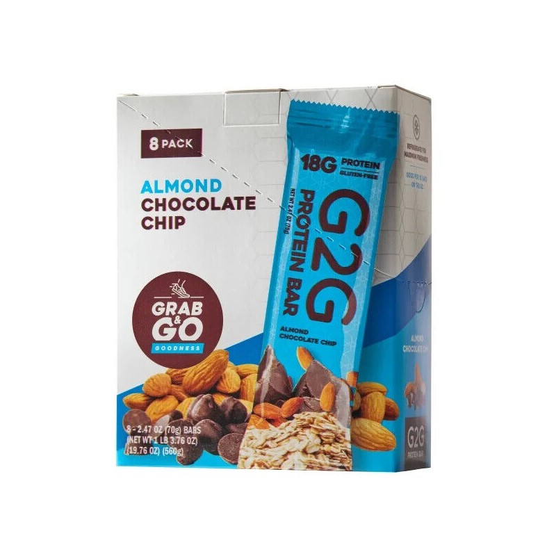 G2G 3-pack Almond Chocolate Chip Protein Bars, 24-count