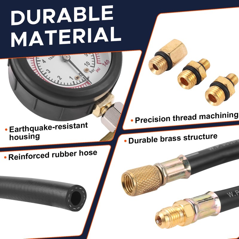 Fuel Pressure Detector kit 0-140 PSI, Universal Fuel Injection Pump