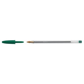 Bic Cristal Grip ballpoint pen with medium 1mm line width and green ink, PACK of 50