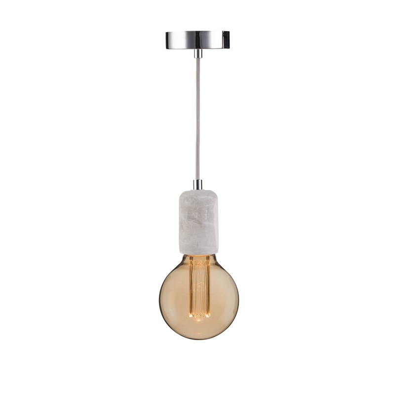 greenandco® Pendant Light E27 Real Concrete with 150 cm Textile