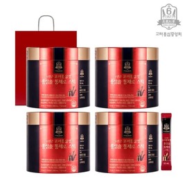 Koryo Red Ginseng Association 6년근 고려홍삼정 홍삼을 통채로 스틱 10ml x 100포 x 4개 6-Year-Old Korean Red Ginseng Extract Whole Stick 10ml x 100 Sachets x 4 Packs