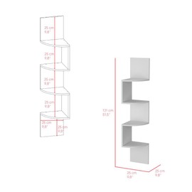 TREATLIFE HOME Maximize Space with Wall-Mounted Shelf, Four Spacious Shelves for Display and Storage, Modern Design in White