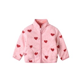LUVCES Baby Jacket Boys Unisex Toddler Girls Kids Warm Fleece Jacket Full Zip Pullover Outerwear Sweatshirt, Pink heart