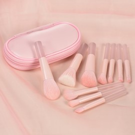 10-Piece Mini Makeup Brush Set with Crystal Handle - Portable Travel & Powder Application 10 Color Brush Set + Brush Bag 15ea