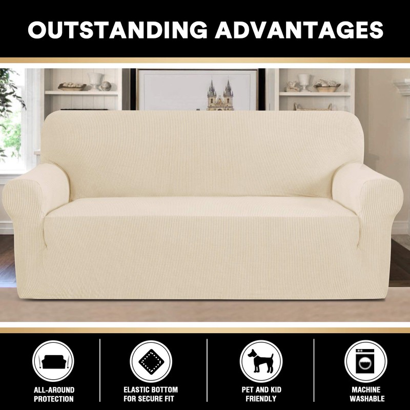 PrinceDeco Stretch Sofa Cover Slipcover Couch Covers for 3 Cushion