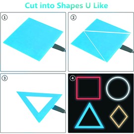 Electroluminescent El Sheet Panel Light - 3Modes Stay on/Slow Flash/Fast Strobe, 10cm x 10cm DIY EL Cuttable Luminescent Neon Signs Sheet for Warning Cosplay Party Decoration (Light Blue)