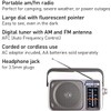 RF2400D Portable AM/FM Radio Silver + 4X AA Batteries with