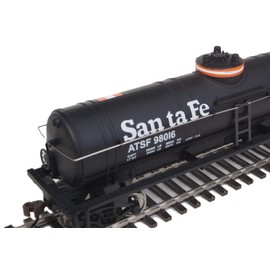 Walthers Trainline HO Scale Model Santa Fe Tank Car, Black/Orange/White