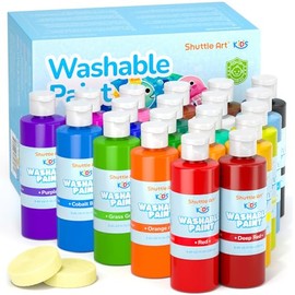 Shuttle Art 20 Colors Washable Paint for Kids, 8.45 oz Bulk Tempera Paint, Non-Toxic Kids Washable Paint for Art and Crafts, School & Home Must Haves