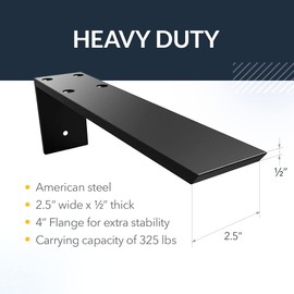 Iron Supports Hidden Countertop L Bracket - Heavy Duty Steel Granite Countertop Support Bracket - Support Countertop Overhangs On Cabinet Bases, Framed Islands, Knee, and Poney Walls (Raw Steel - 10")